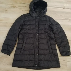 Eddie Bauer Ultralight Down Hooded Zip up Black Puffer Parka Jacket Size M - Picture 1 of 9