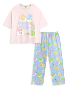 Care Bears Pink Character Short Sleeve Long Leg Pyjama Set Womens - Picture 1 of 10