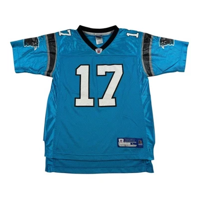 Camiseta Carolina Panthers Juvenil L Reebok Azul NFL Fútbol Jake Delhomme Firmada Foto 1 de 4