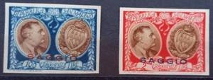 SAN MARINO TWO ROOSEVELT MEMORIAL STAMPS OVERPRINTED SAGGIO SPECIMEN - Picture 1 of 1