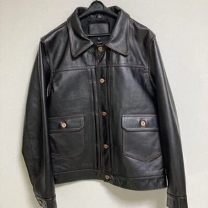 HORSEHIDE Premium Horse Leather Trucker Jacket G-Style Black Size XL - Picture 1 of 14