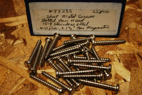 Qty (25) #10 x 1-1/2" Pan Head 18-8 SS Sheet Metal Screws Type A NOS w Box #bs38 Cover
