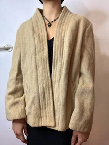 Vintage Australian 1980s Sanro of Melbourne Cream Ladies Wool Mohair Coat AU 10 - Picture 1 of 9
