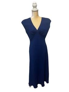 Jones Wear Dress Royal Blue Empire Waist V-Neck Sleeveless Maxi Women's Size 10 - Picture 1 of 9
