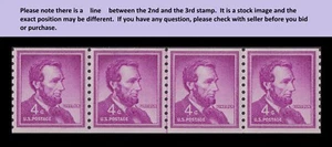 US 1058 Abraham Lincoln 4c coil joint line strip 4 MNH 1958 - Picture 1 of 1