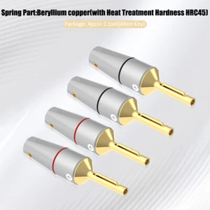 HiFi Audio Banana Connector Gold Plated/Rhodium-plated Pure Copper Banana Plugs - Picture 1 of 20