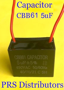 CBB61 5uF 5mF Motor Ceiling Fan Capacitor replacement 2-Wire 450VAC 50/60 HZ - Picture 1 of 5