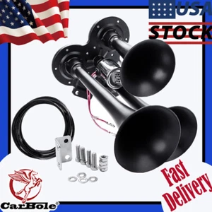 Nuevo Juego de 3 Trompetas Bocina de Aire para Tren/Barco/Camión/Coche/SUV Kit de Sonido Fuerte 12V 24V - Imagen 1 de 10