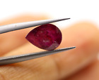 Certified 2.99 Ct Natural Pinkish Red Ruby No Heat Africa Loose Pear Gemstone