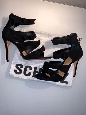 Sandalias SCHUTZ Gamuza Negras, Ancho Estándar 6B, Tacones con Suela de Cuero, con Bolsa Antipolvo Foto 1 de 4