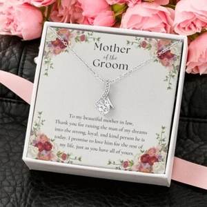 Mother Mom Of The Groom Necklace Gift Silver 14k White Gold Pendant Jewelry - Picture 1 of 7