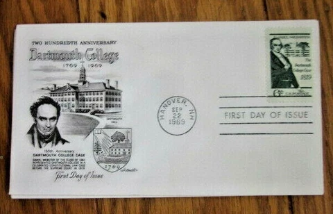 DARTMOUTH COLLEGE HANOVER NEW HAMPSHIRE DANIEL WEBSTER 1969 FDC ARTMASTER CACHET Cover