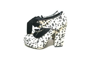 Size 7 Womens Mary Jane Animal Print Large Velvet Lace Up Platform Block RRP $90 - Picture 1 of 7