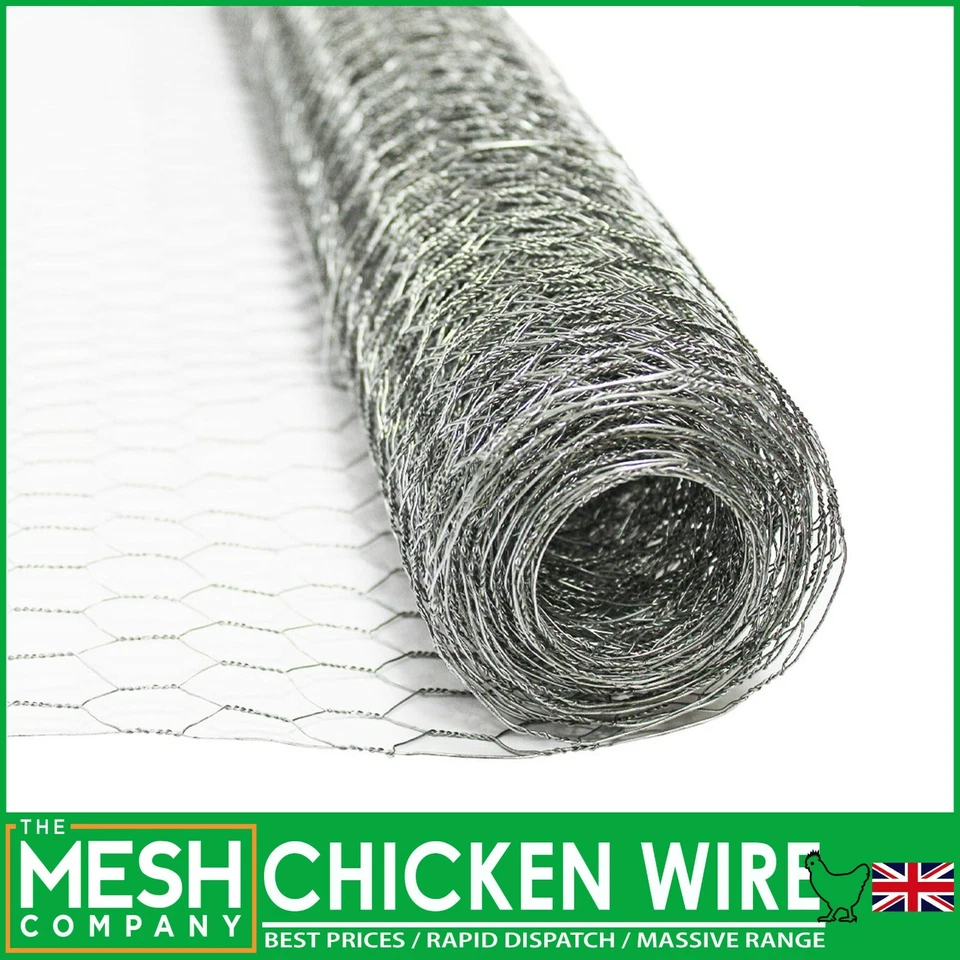The Mesh Company 13mm Chicken Wire | 10m x 900mm Roll Galvanised Netting Rabbit
