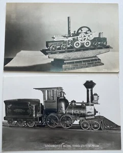 2 Railroad Steam Engine Models Postcards LB Davies 1851  Trevithick's 1803 RPPC - Picture 1 of 4