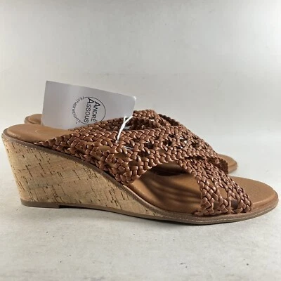 Sandalias de cuña tejidas para mujer André Assous Bryana marrón talla 9 M Foto 1 de 4