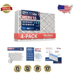 Sustainable MERV 13 Electrostatically Charged Air Filters - 4-Pack for Clean Air - Picture 1 of 10