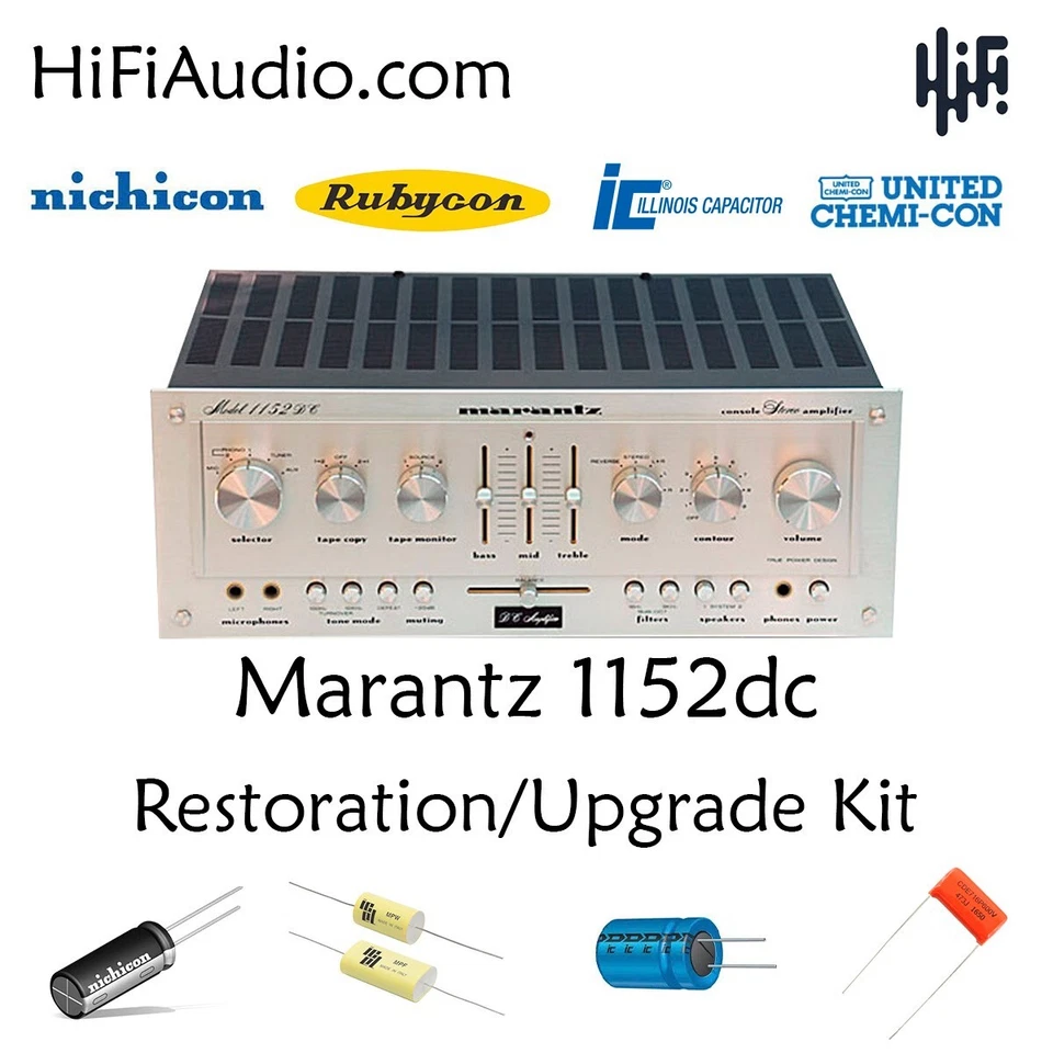 Marantz 1152DC amplificador reconstrução restauração kit atualização reparo filtro capacitor - Imagem 1 de 4