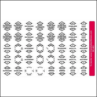 STICKY PAPER DESIGNS Crane Safety Sticker Lever Controls, Crane Control Labels, Manitex, Terex