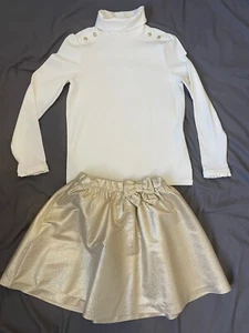 Gymboree Girl's Winter Wonderland Gold Shimmer Skirt with Bow & Top- Size 12 - Picture 1 of 12
