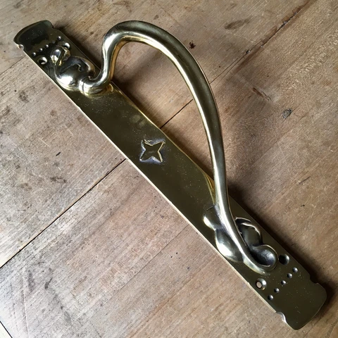 Art Nouveau Single Antique Solid Brass Door Pull Vintage Handle Victorian 14.5” Cover