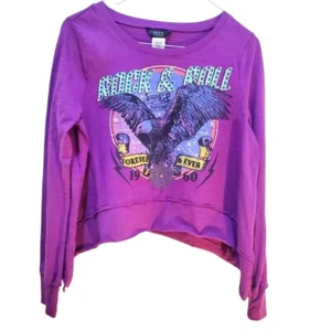Truce Rock & Roll Eagle Graphic Long Sleeve Layered Hem Top - Picture 1 of 5