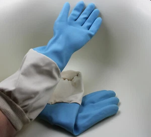 Top Imkerhandschuhe mit Schutzärmeln, Latexhandschuhe, Säurehandschuhe blau CEII - Bild 1 von 3