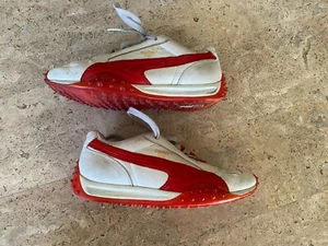 RARE Vintage PUMA Red and White Leather Women's "Temo" Sneakers Size 8 - Picture 1 of 8