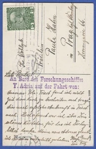AUSTRIA 1912 Cattaro ppc to Prag, posted on-board "Dalmatia" Line ship "Adria" - Picture 1 of 3