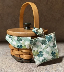 LONGABERGER 2001 Handwoven Shamrock Theme Basket Set With Liner and Protector - Picture 1 of 5