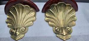 Vintage 2 Brass and Wood Wall Plate/Display Shelves. - Picture 1 of 21