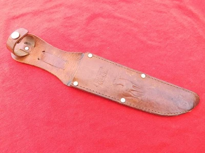 VINTAGE  GERMAN  EDGE MARK  FIXED BLADE KNIFE  LEATHER SHEATH ONLY  ELK STAMPED - Image 1 of 4
