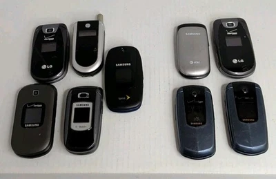 Lote de 9 Celulares Flip Estilo Old School Como Não Testado Samsung LG Motorola A1 - Imagem 1 de 4
