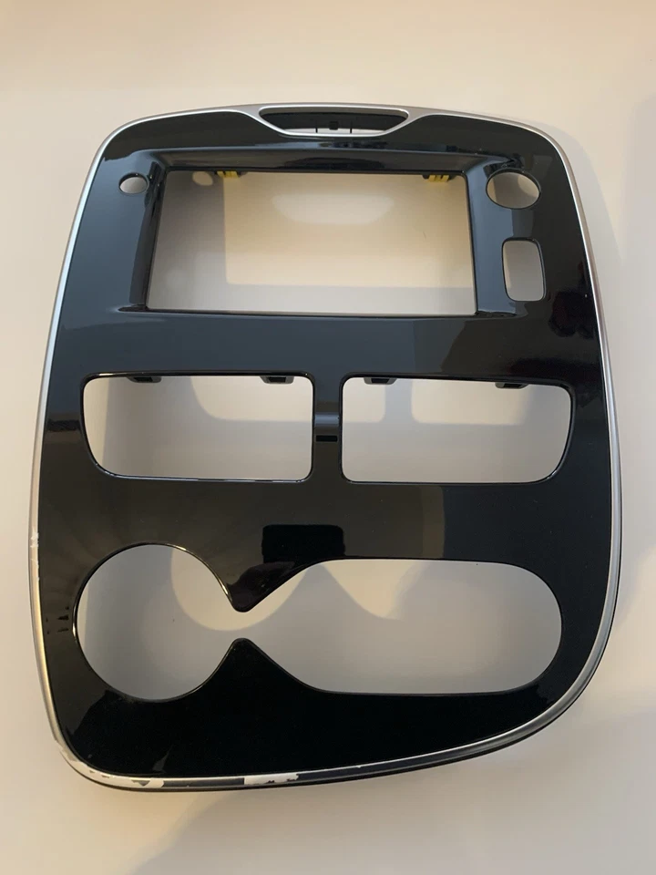 Renault Clio Radio Sat Nav Surround Fascia Panel, silver And High Gloss Black - Image 1 of 4