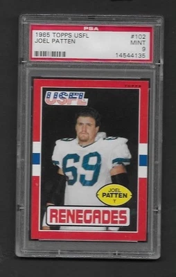 1985 TOPPS USFL #102 Joel Patten Renegades PSA Mint 9 - Image 1 of 2