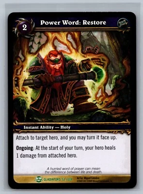 World of Warcraft TCG Power Word: Restore #52/208 WOW Blood of Gladiators - Image 1 of 2