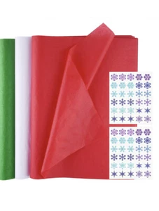 Confezione regalo carta tessuto natalizia, 60 fogli rosso verde Natale 60 fogli - Foto 1 di 8