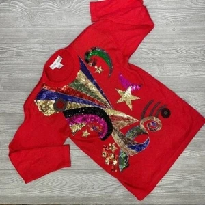 Vintage Victoria harbor knit long sleeve sequin and beaded sweater shirt sm - Picture 1 of 7
