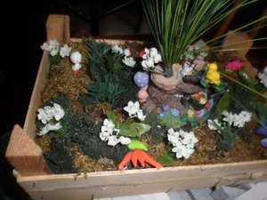 Completed hand crafted  Bunny Easter Spring miniature garden centerpiece.11x8x4" - Picture 1 of 5