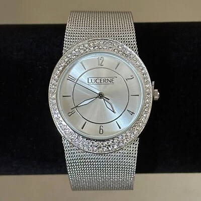 Relógio feminino Lucerna quartzo analógico tom prata pulseira de malha ajustável 32 mm - Imagem 1 de 4