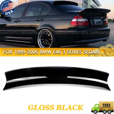 CSL Style Rear Ducktail Spoiler Wing For 1999-2006 BMW 3 Series E46 Sedan Black - Image 1 of 4