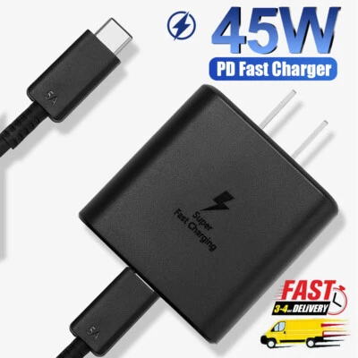 Cable de 6 pies y cargador de pared tipo C de carga rápida de 45 W para Samsung Galaxy S20 S22 S21 Foto 1 de 4