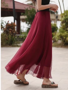 Falda larga de gasa burdeos HBH moda nupcial I SIN PARTE SUPERIOR talla S - Imagen 1 de 1