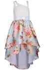 NWT Bonnie Jean Girls Size 16 Blue Mikado Hi-Low Floral Special Occasion Dress