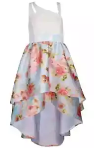 NWT Bonnie Jean Girls 14 Sleeveless Hi-Low Sequins Floral Mikado Formal Dress - Picture 1 of 3