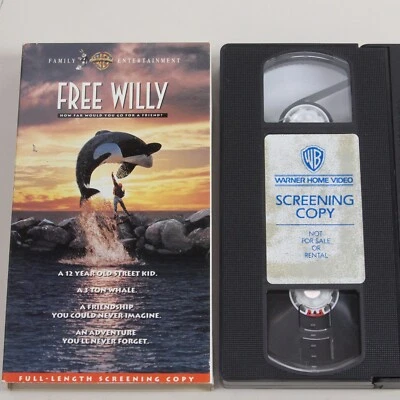 Free Willy VHS Screening Copy Full Length Warner Brother 1993 PG VG+ Foto 1 de 4