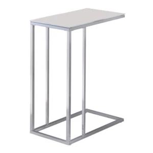 Stella Modern Glass Top ACCENT/SNACK/Table Chrome and White w/Tempered Glass Top - Picture 1 of 2