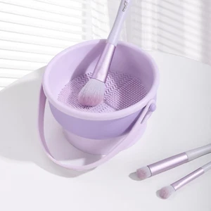 Makeup Brush Cleaning Mat, MSQ 3 in 1 Silicone Makeup Brush Cleaner Bowl with Br - Picture 1 of 10