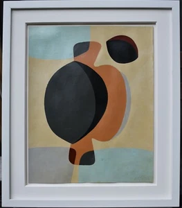 Listed Belgian Artist Jean Rets, Original Signed Oil On Paper Abstract - Picture 1 of 9