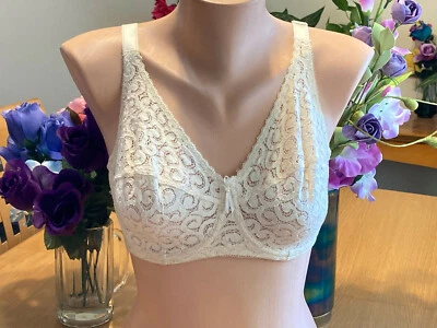 Sujetador con aros 1120 Wacoal 34DD marfil remolino encaje alas satinadas #85110 DE COLECCIÓN B Foto 1 de 4